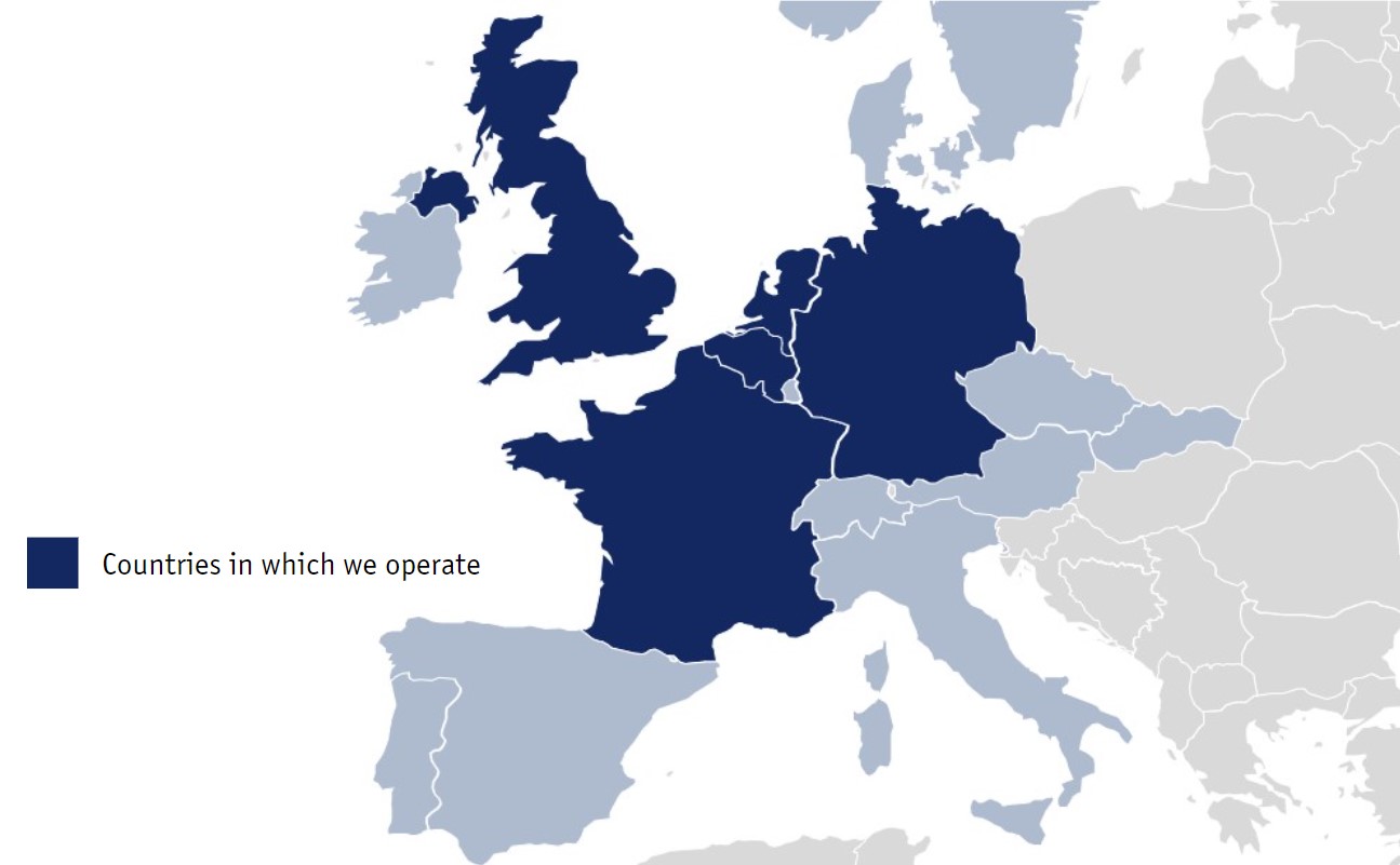 European map where Transpharma International is present